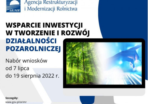 Dofinansowanie w ramach „Wsparcia inwestycji w tworzenie i rozwój działalności pozarolniczej”
